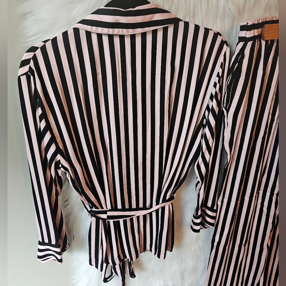 Tamara H. Black/Pink Striped Belted Pajama Set - Picture 7 of 9